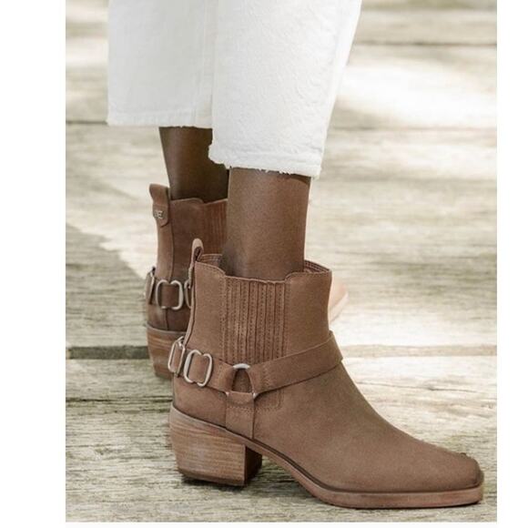 Sam Edelman Bellamie Bootie Women's 6.5 Brown Suede Buckle Strap Cowgirl Western - Picture 4 of 11